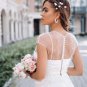 Boho Simple Wedding Dresses Newest Short Sleeves A Line Beach Garden Sweep Train Bridal Gowns