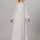 Boho Wedding Dresses Long Sleeves Round Neck Chiffon Buttons Back Covered Religious Bride Dress-