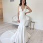Elegant Mermaid Elastic Satin White Long Wedding Dress