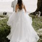Fashion Cute Ball Gown V Neck Open Back White Wedding Dress