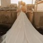 Gorgeous Boho Wedding Dresses  Lace Applique Sweep Train V Neck A Line Long Sleeves Bridal Gown