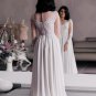 Illusion Sheer Jewel Neck A Line Wedding Dresses Long Sleeves Lace Appliqued  Bridal Gowns