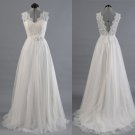 Lace Beach Wedding Dress Tulle Flora Sash Maternity Lace Bridal Gowns Travel Sleeveless Wedding Gown