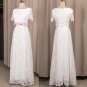 Lace Short Sleeves Wedding Dresses Two Piece Scoop Neck Floor Length  Bride Gown
