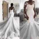 Long Sleeves Wedding Dress Ivory Lace Silver Bridal Gowns Real Photo Tulle Custom Wedding Gown