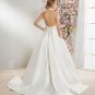 Boho Wedding Dress, Simple Sleeveless Open Back Satin Wedding Dress