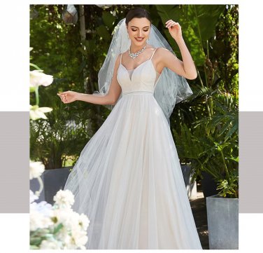 Deep V-Neck Backless Simple Wedding Dress