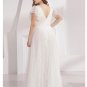 Long A Line V-Neck Backless Short Sleeve Floor-Length  Lace Simple Wedding Dress