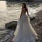 Boho Wedding Dress A-Line V Neck Lace Appliques Sexy Backless Beach Tulle Formal Beach Bridal Gown
