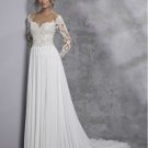Bohemian wedding dress, simple long-sleeved lace applique chiffon wedding dress