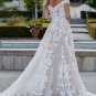 A-line Off The Shoulder Lace Wedding Dresses Open Back Sweep Train Bridal Gowns