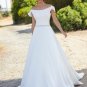 Bohemian Wedding Dress, Simple Off Shoulder Lace Chiffon Wedding Dress