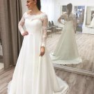 A-Line Off the Shoulder White Chiffon Wedding Dresses