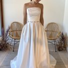 Charming A-Line Strapless Satin Wedding Dress