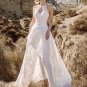 Boho Halter Lace White Jumpsuit Wedding Dress With Pants Sexy Cut-Out Backless Bridal Gowns