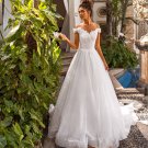 Off Shoulder Sweetheart Beaded Appliqued Beach Bridal Gown