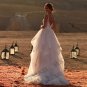 Exquisite V Neck Wedding Dresses  Shower Ruffles Lace Appliques Bridal Gowns