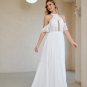 Boho Wedding Dress Cutout Lace Halter A Line Racerback Closure Beach Luxe Chiffon Bridal Dress
