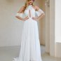 Boho Wedding Dress Cutout Lace Halter A Line Racerback Closure Beach Luxe Chiffon Bridal Dress
