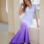 Boho Wedding Dress White Purple Ombre Wedding Gowns Lace Appliques Modest Bridal Dress