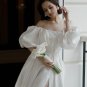 A-Line Sexy Wedding Dress Puff Sleeves Open Back Off-Shoulder Bride Gown