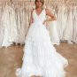 A-Line Sleeveless Wedding Dress V-Neck Tulle Open Back Bridal Gown