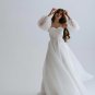A-Line Strapless Wedding Dress Puff Sleeves Open Back Sweetheart Bride Gown