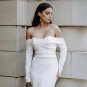 Long Sleeves Off-Shoulder Wedding Dress Sheath Satin Backless Sexy Elegant Bridal Gown