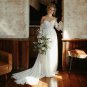 Princess Srapless Beach Wedding Dress Chiffon Lace Backless Puffy Sleeves Court Train Bride Gown