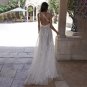 A-line High Split Beach Wedding Dress Ruched Tulle Lace Boho One Shoulder Custom Made