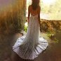 Lace Patchwork Boho Spaghetti Straps Wedding Dress Custom Made A Line Chiffon Beach wedding Dress
