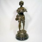 Antique Statue Sculpture Bronze Player Violin Character Sign L & F Moreau