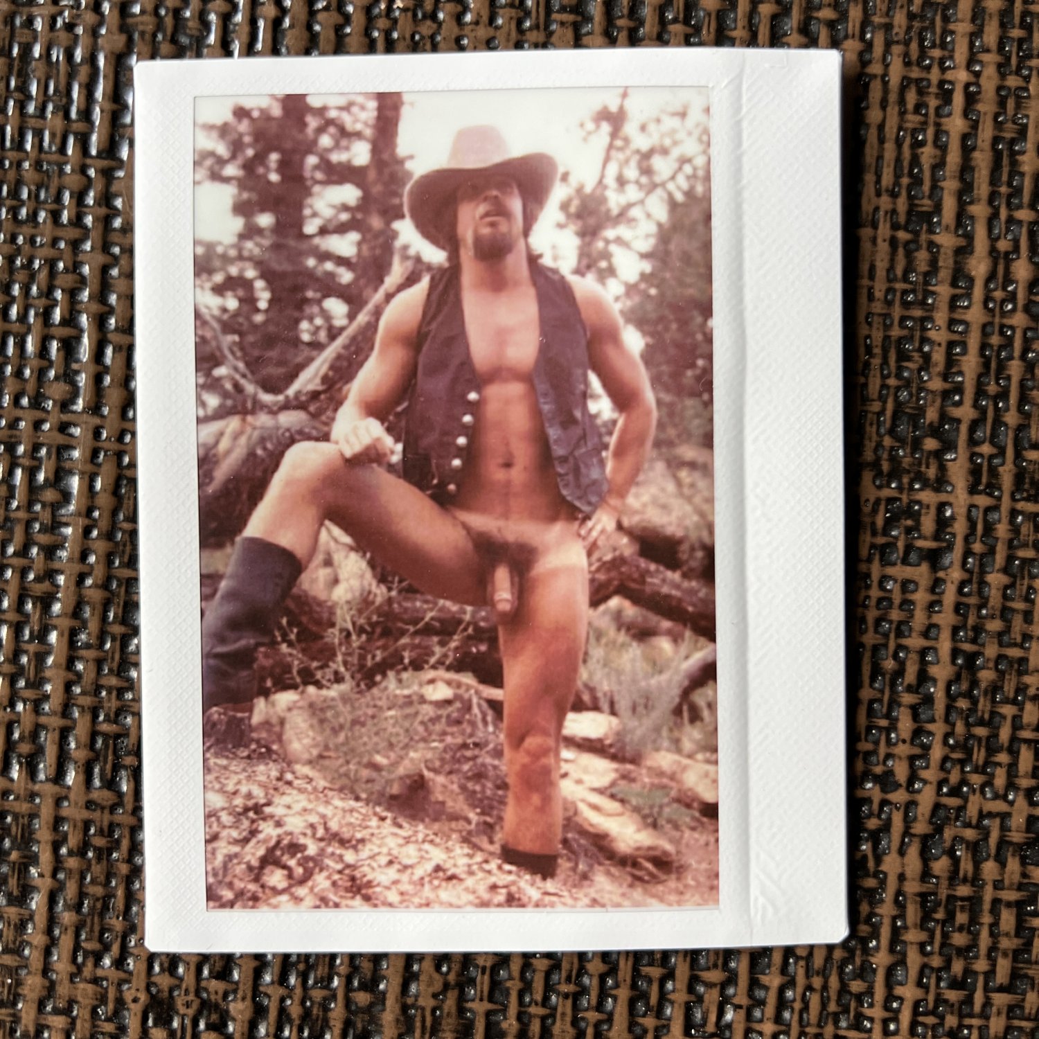 Vintage FujiFilm Instax Original Male Nudes Polaroid Cowboy Art Daddy Mustache Leather Photos