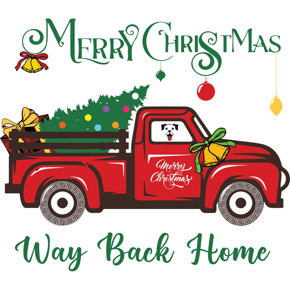 Christmas party decor truck vector clipart