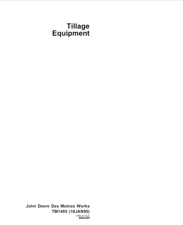TM1495 - John Deere Tillage Equipment Technical Service Repair Manual