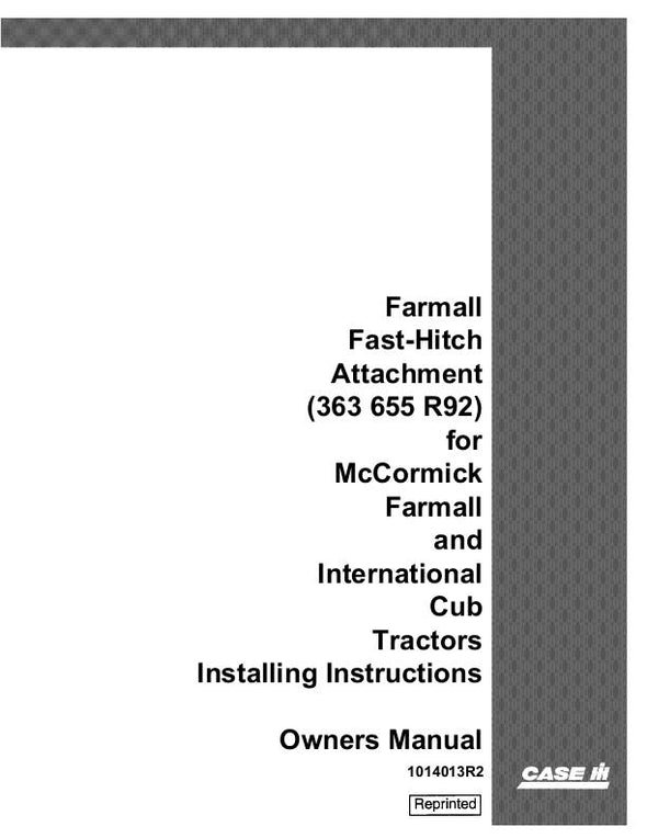 Case IH 1269 McCormick for 400,450, 460, 560 Operator`s Manual 1011938R1