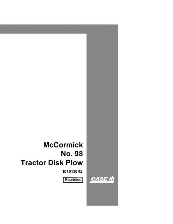 Case IH 98 Tractor Disk - McCormick Operator`s Manual 1010130R2