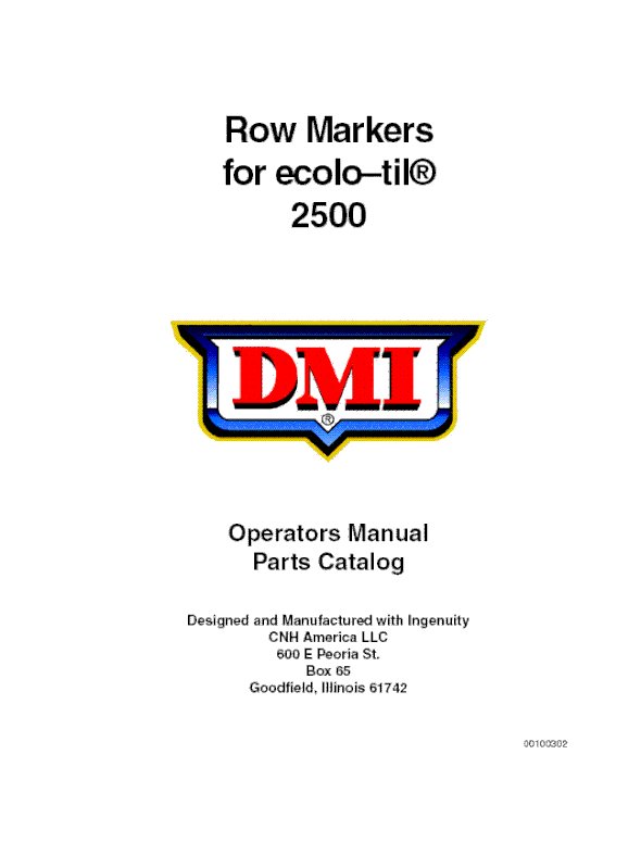 Case IH Ecolo-Til&Acirc;&reg; 2500 DMI Row Markers Operator's Manual 00100277