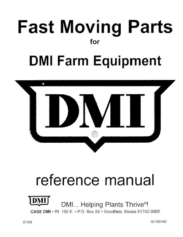 Case IH DMI Fast Moving for DMI Farm Equip Reference Operator's Manual 00100140