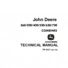 John Deere 360, 330, 430, 530, 630, 730 Combines Technical Service Repair Manual TM4222