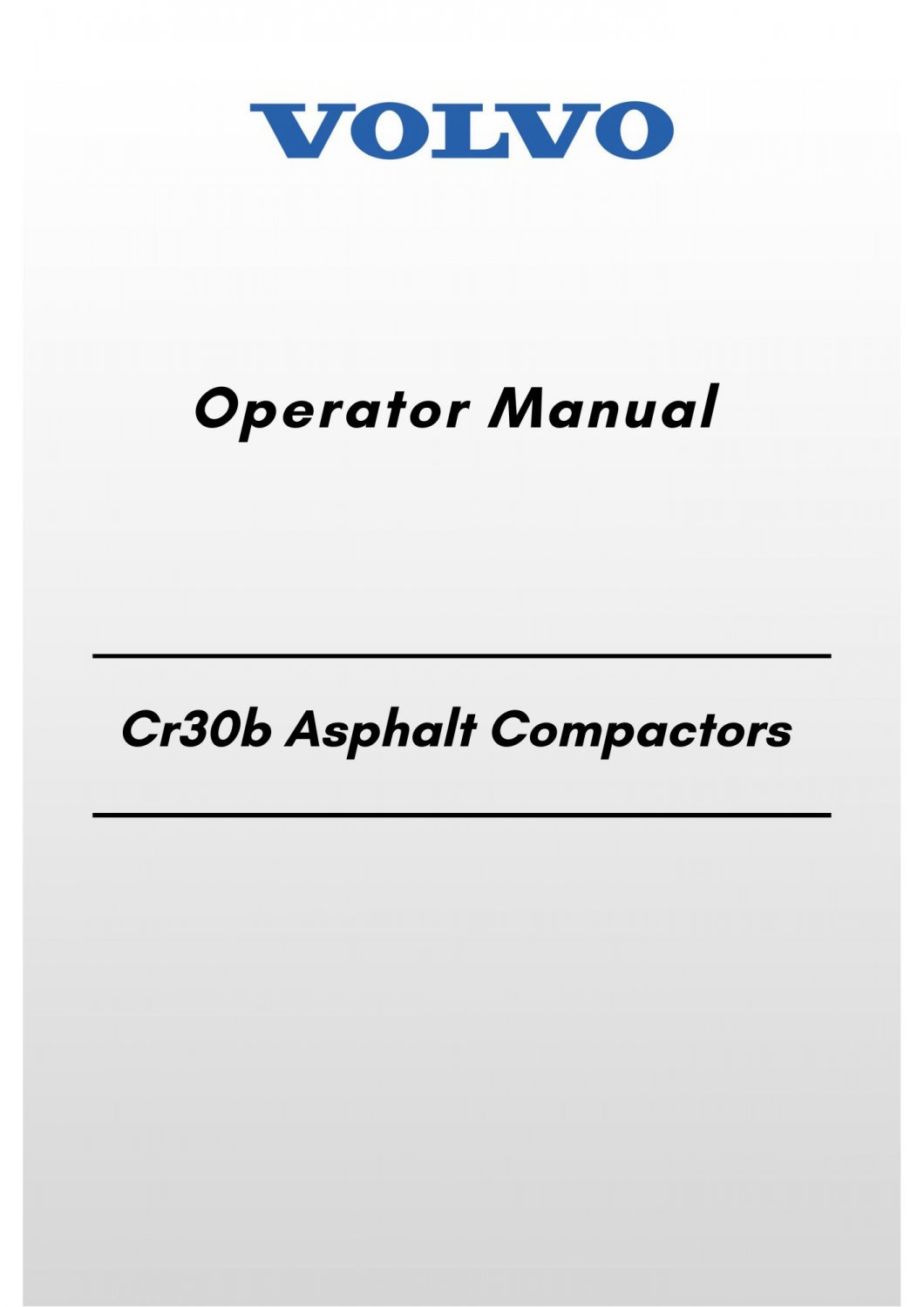 Volvo Cr30b Asphalt Compactors Operator Manual