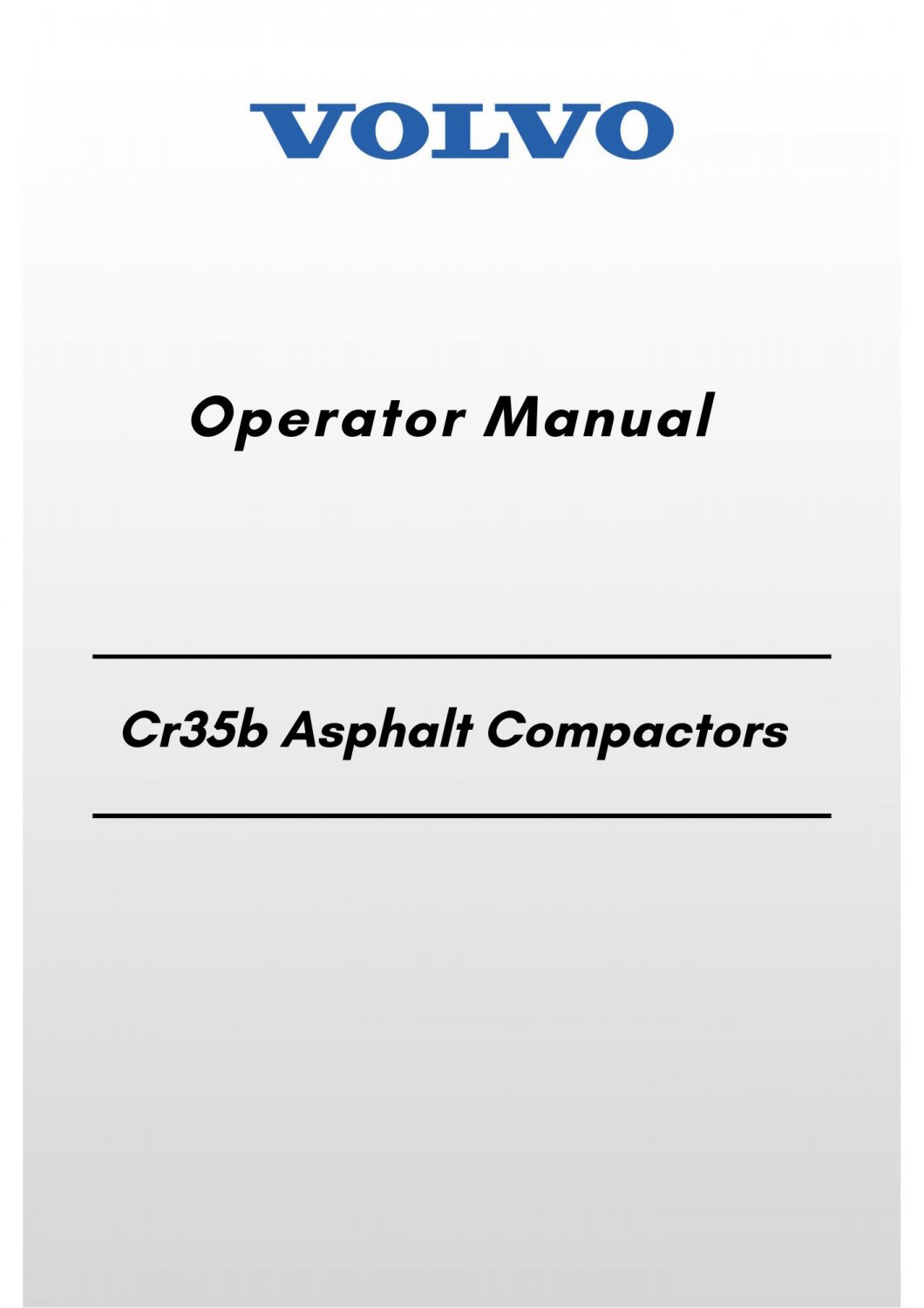 Volvo Cr35b Asphalt Compactors Operator Manual