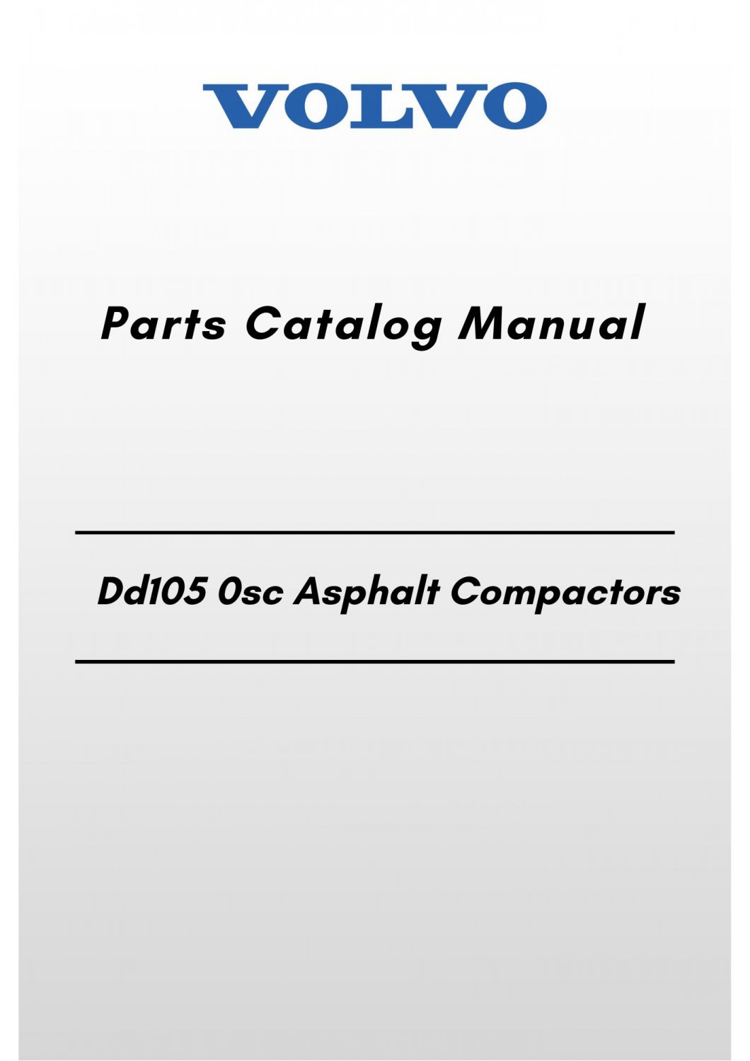 Volvo Dd105 0sc Asphalt Compactors Parts Catalog Manual