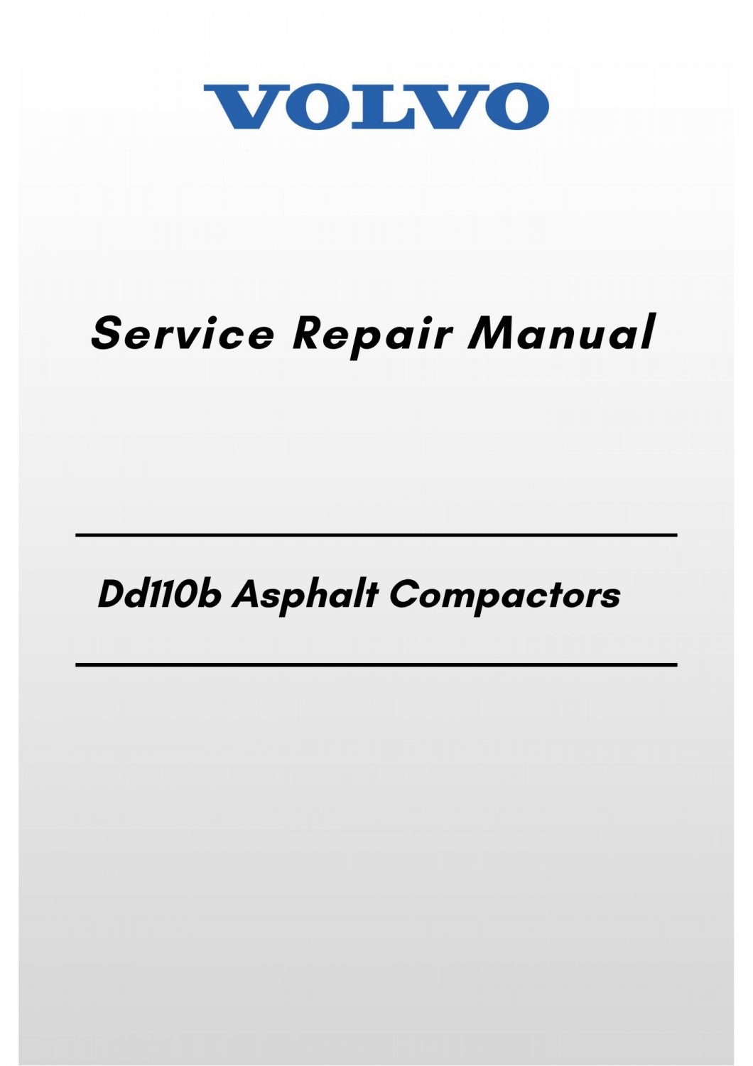 Volvo Dd110b Asphalt Compactors Service Repair Manual