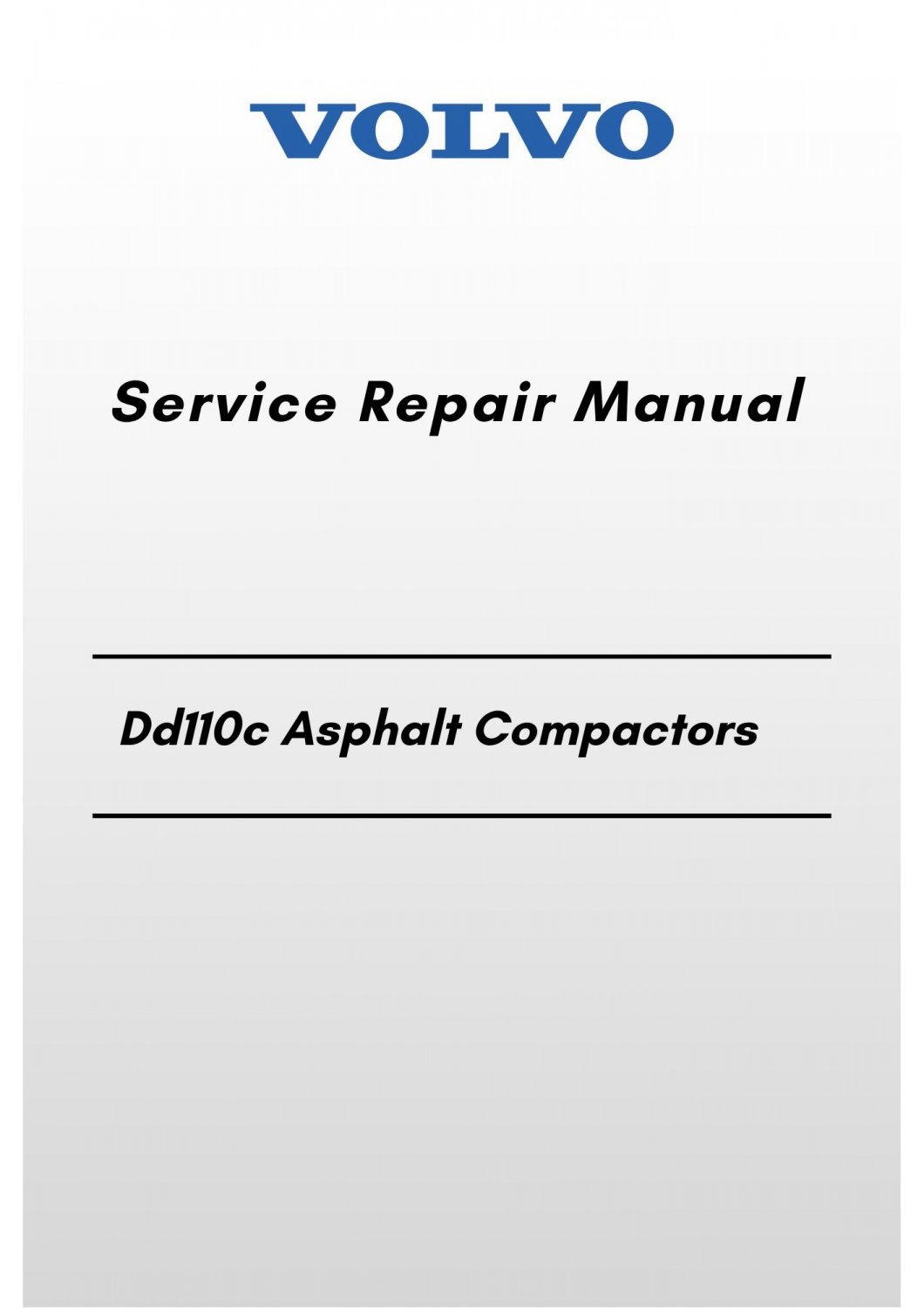 Volvo Dd110c Asphalt Compactors Service Repair Manual
