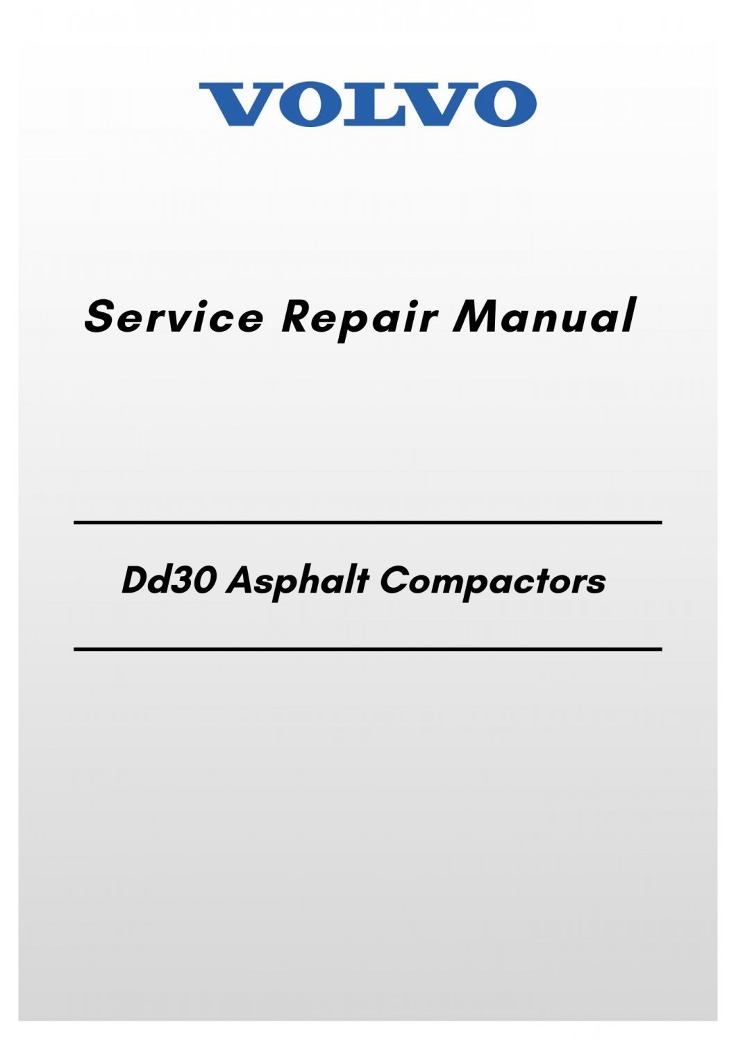 Volvo Dd30 Asphalt Compactors Service Repair Manual