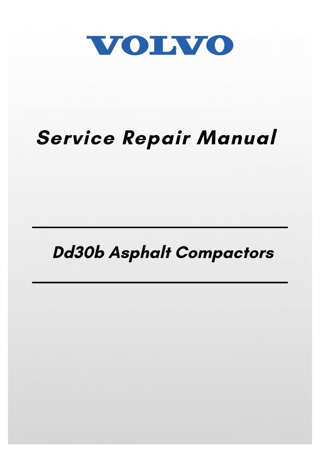 Volvo Dd30b Asphalt Compactors Service Repair Manual