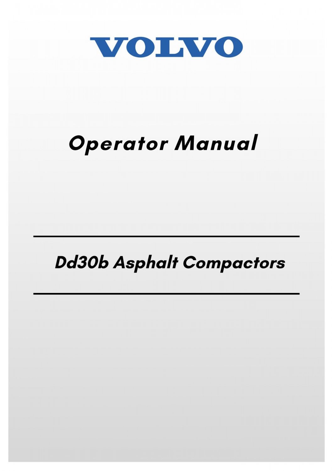 Volvo Dd30b Asphalt Compactors Operator Manual