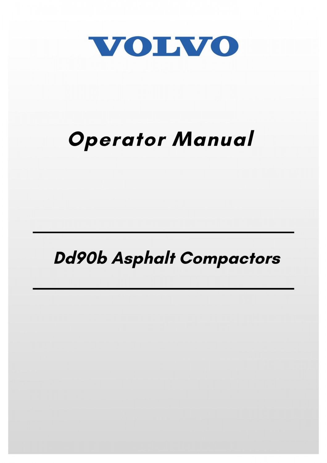 Volvo Dd90b Asphalt Compactors Operator Manual