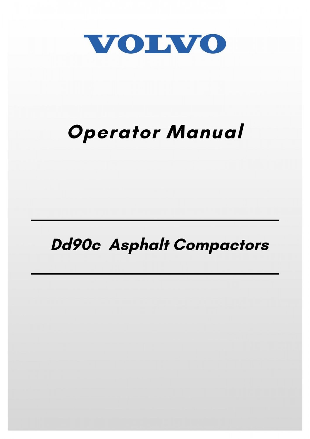 Volvo Dd90c  Asphalt Compactors Operator Manual